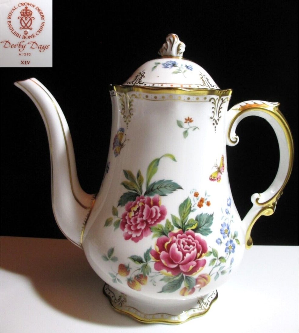 ROYAL CROWN DERBY British Antique Coffee: ROYAL CROWN DERBY British Antique Coffee Pot Derby Condition: Used Brand: ROYAL CROWN DERBY Country: Japan SN: MOR_0820 Type: Teapot Color: multicolor Pattern: NA Original/Reprod