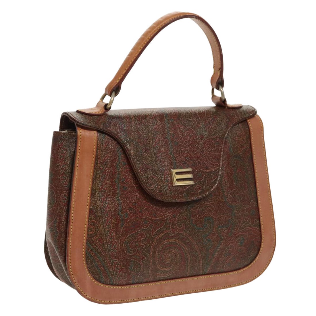ETRO Paisley Hand Bag PVC Leather: ETRO Paisley Hand Bag PVC Leather Brown Auth am7198 Condition: Pre-owned Brand: ETRO Style: Hand Bag Material: PVC Leather Exterior Color: Brown Size: See Description Bag Height: 7.9inch(
