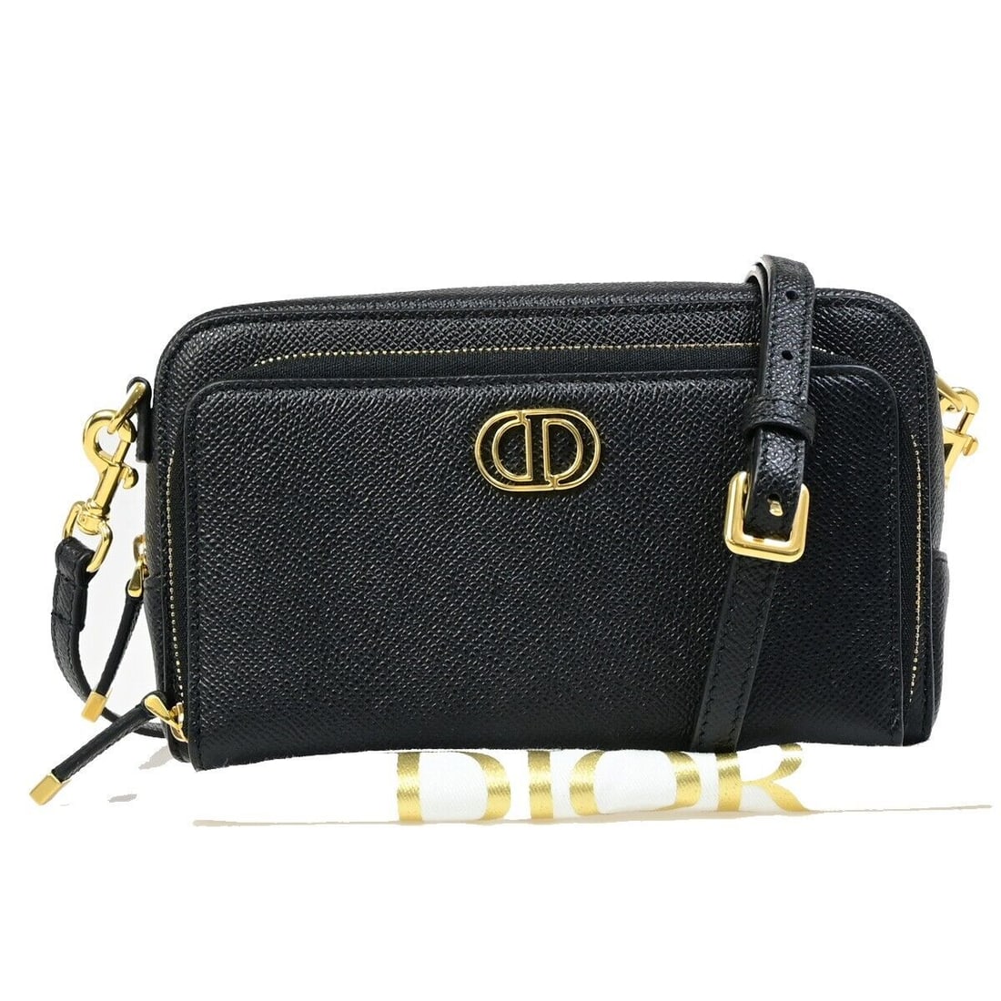 CHRISTIAN DIOR CD Logo Caro Mini: CHRISTIAN DIOR CD Logo Caro Mini Shoulder Bag Leather Black GHW Italy 653RK180 Condition: Pre-owned Brand: CHRISTIAN DIOR Hardware Material: Gold Lining Color: Black Strap Drop: 18.1-20.5 Country/
