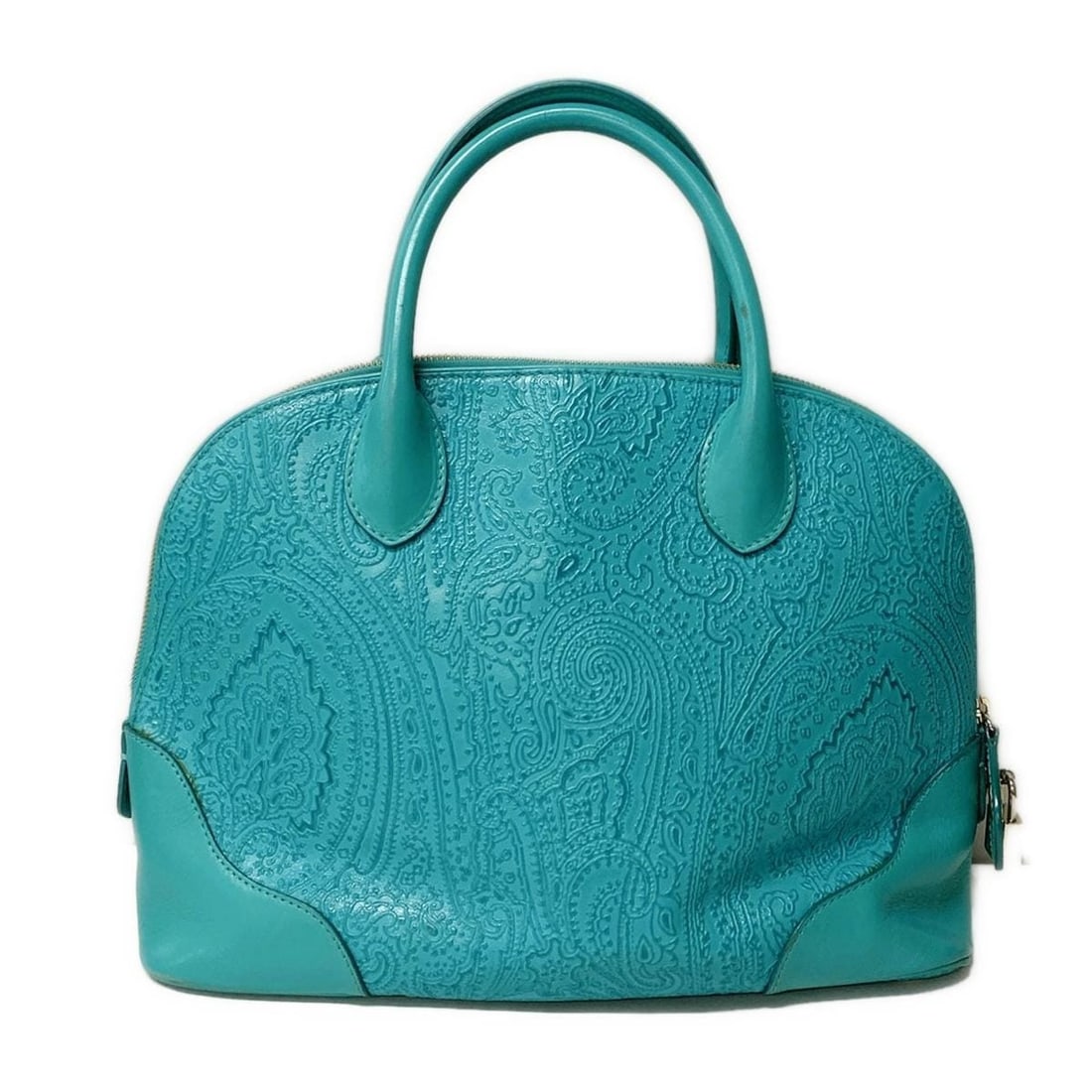 Auth ETRO - Green PVC Leather: Auth ETRO - Green PVC Leather Handbag Condition: Pre-owned Brand: ETRO Style: Handbag Exterior Color: Green Exterior Material: PVC, Leather Accessories: Dust Bag Shoulder Strap Padlock (with key)