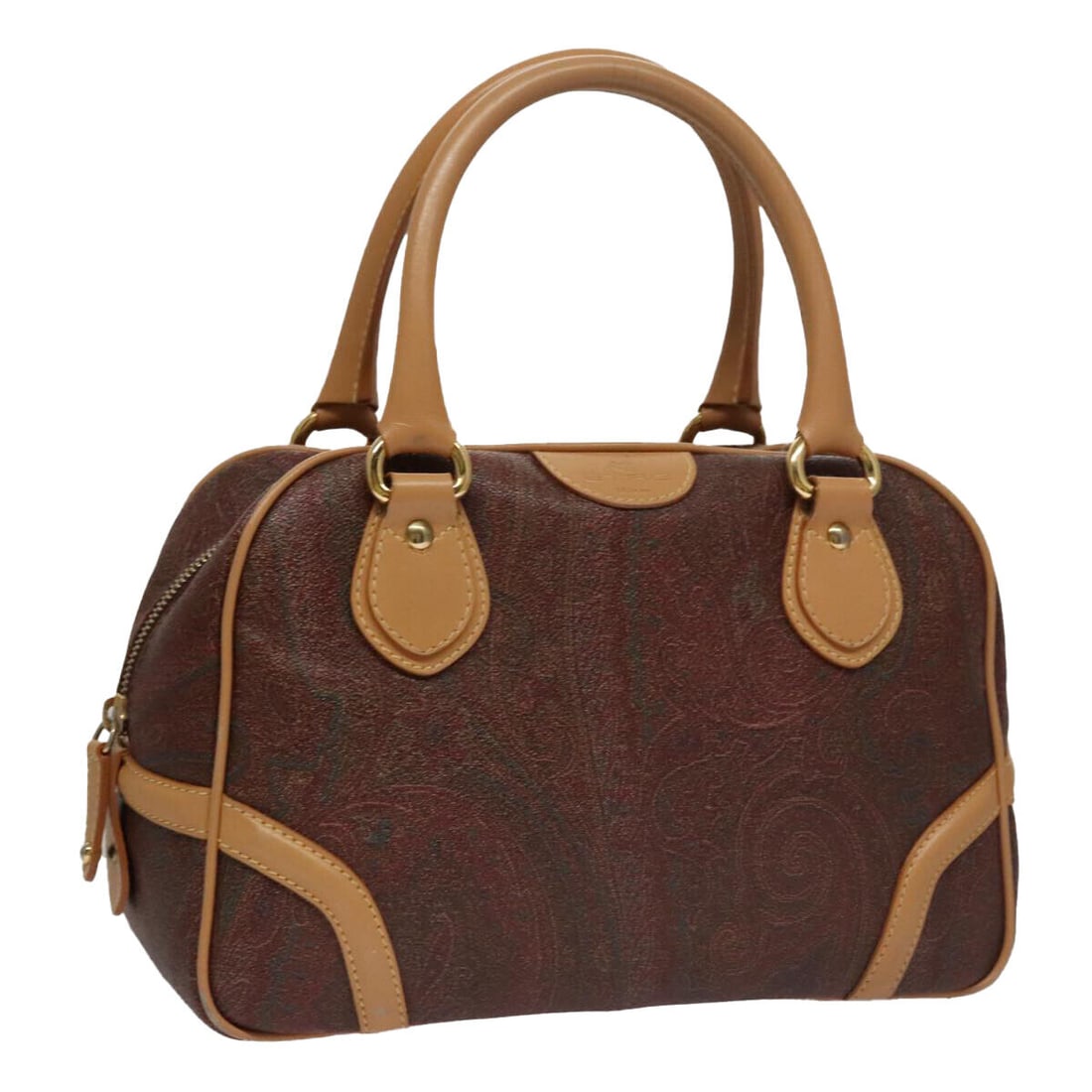 ETRO Paisley Hand Bag PVC Leather: ETRO Paisley Hand Bag PVC Leather Brown Auth am7456 Condition: Pre-owned Brand: ETRO Style: Hand Bag Material: PVC Leather Exterior Color: Brown Size: See Description Bag Height: 6.7inch(