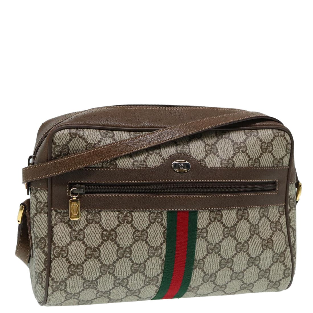 GUCCI GG Supreme Web Sherry Line: GUCCI GG Supreme Web Sherry Line Shoulder Bag Beige Gold 56 02 005 Auth 86167 Condition: Pre-owned Brand: GUCCI Style: Shoulder Bag Material: PVC Leather Exterior Color: Beige / Gold Size: See Des