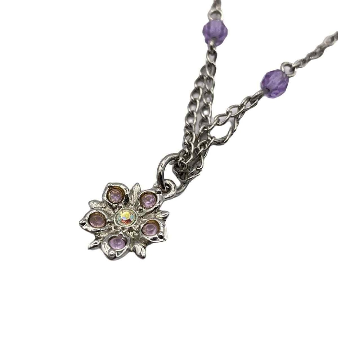 Auth ANNA SUI - Silver Clear: Auth ANNA SUI - Silver Clear Light Purple Hardware Color Stone Necklace Condition: Pre-owned Brand: ANNA SUI Style: Necklace Color: Silver, Clear, Light Purple Material: Hardware, Color Stone Note