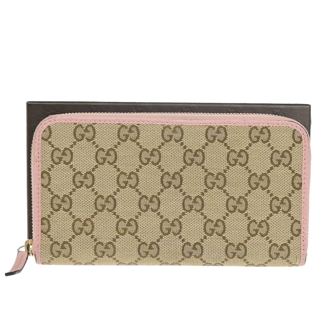 GUCCI GG Pattern Zip Aroung Long: GUCCI GG Pattern Zip Aroung Long Wallet Purse Canvas Leather Brown Pink 69YF034 Condition: Pre-owned Brand: GUCCI Type: Wallet Color: Brown Pink Department: Unisex Style: Zip-Around Featu