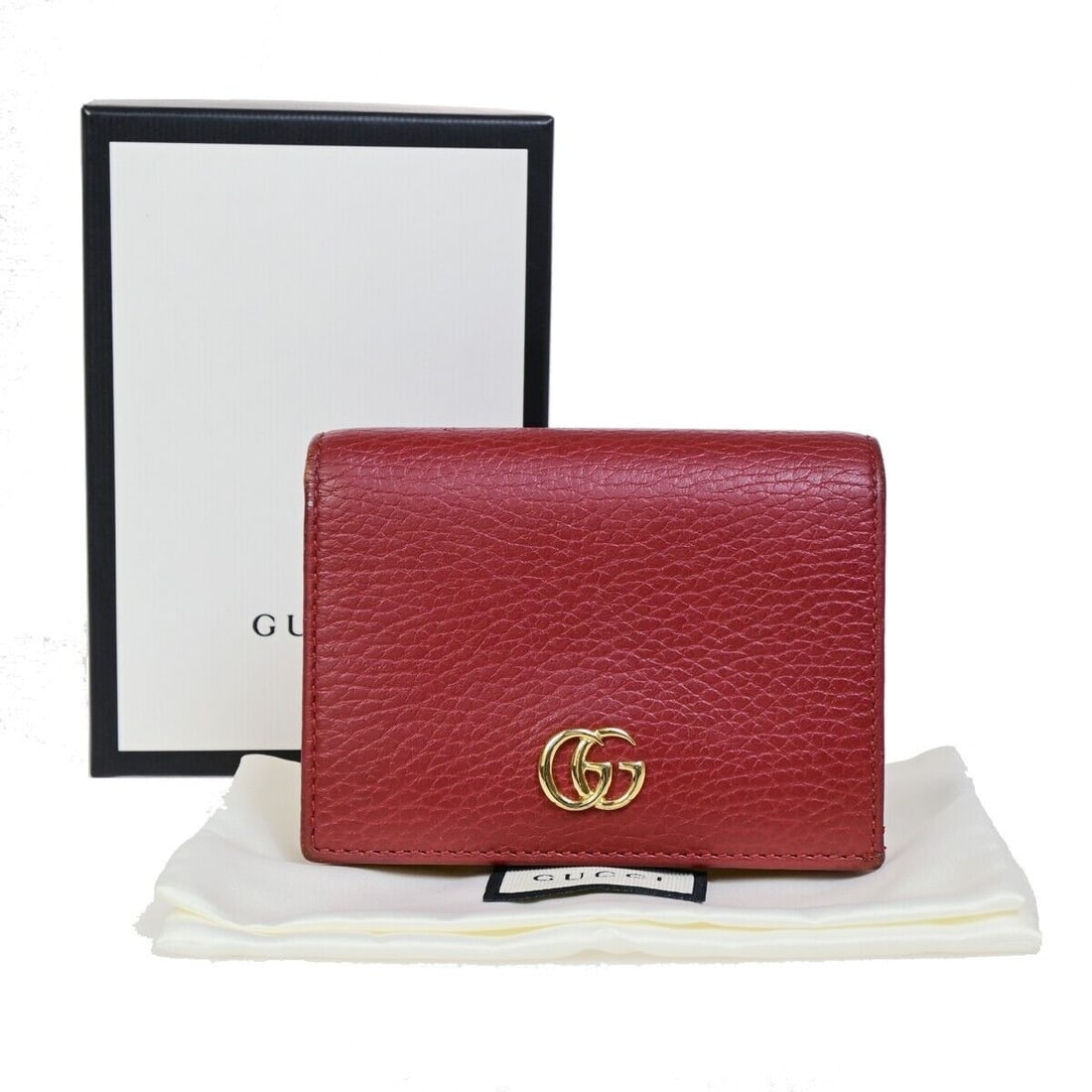 GUCCI Marmot GG Logos Bifold Wallet: GUCCI Marmot GG Logos Bifold Wallet Purse Leather Red GHW Made In Italy 61HC101 Condition: Pre-owned Size: S Color: Red Material: Leather Item Length: 4.3 Accents: Logo Brand: GUCCI <