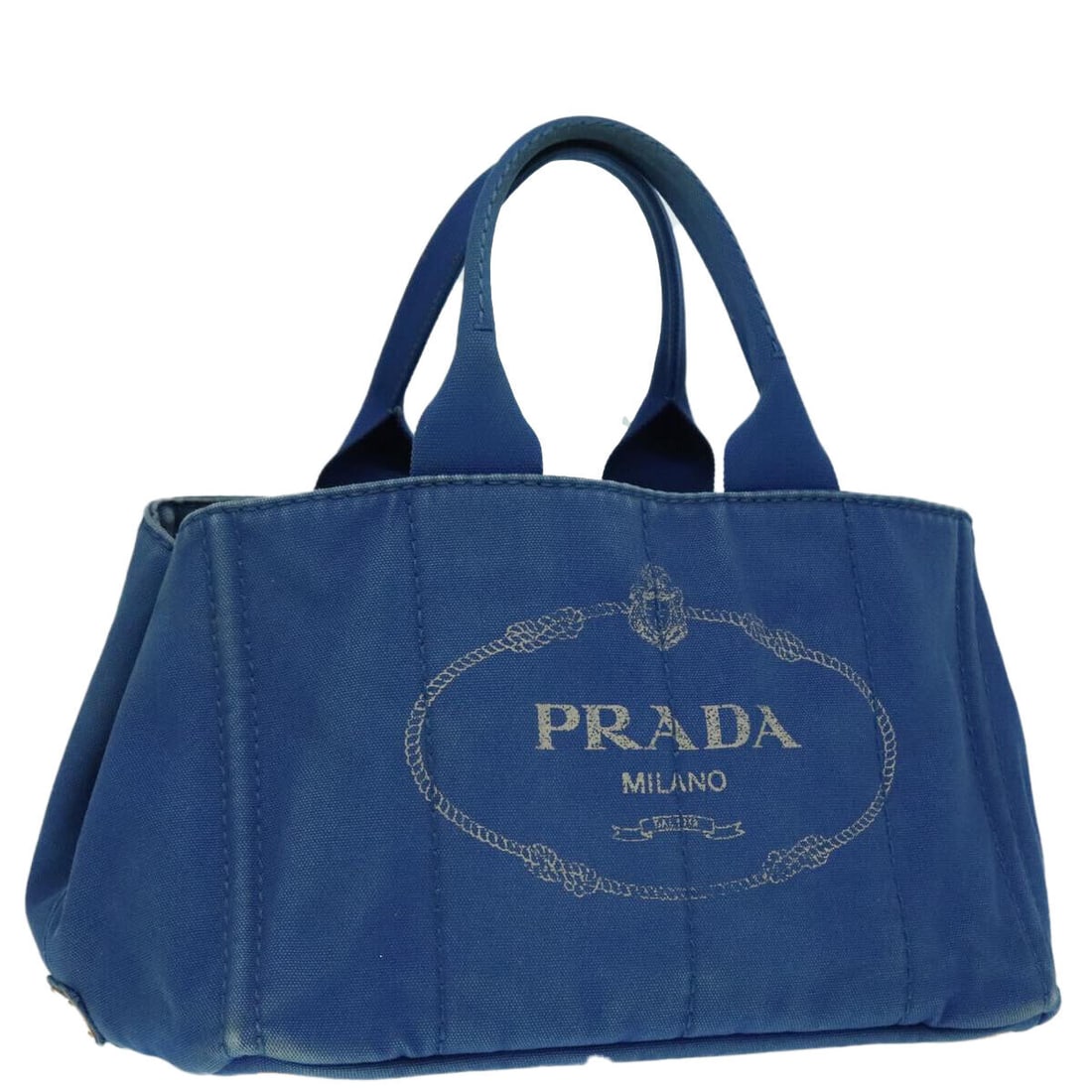 PRADA Canapa MM Hand Bag Canvas: PRADA Canapa MM Hand Bag Canvas Blue Auth ep6033 Condition: Pre-owned Brand: PRADA Style: Hand Bag Material: Canvas Exterior Color: Blue Size: See Description Bag Height: 8.3inch(Approx)