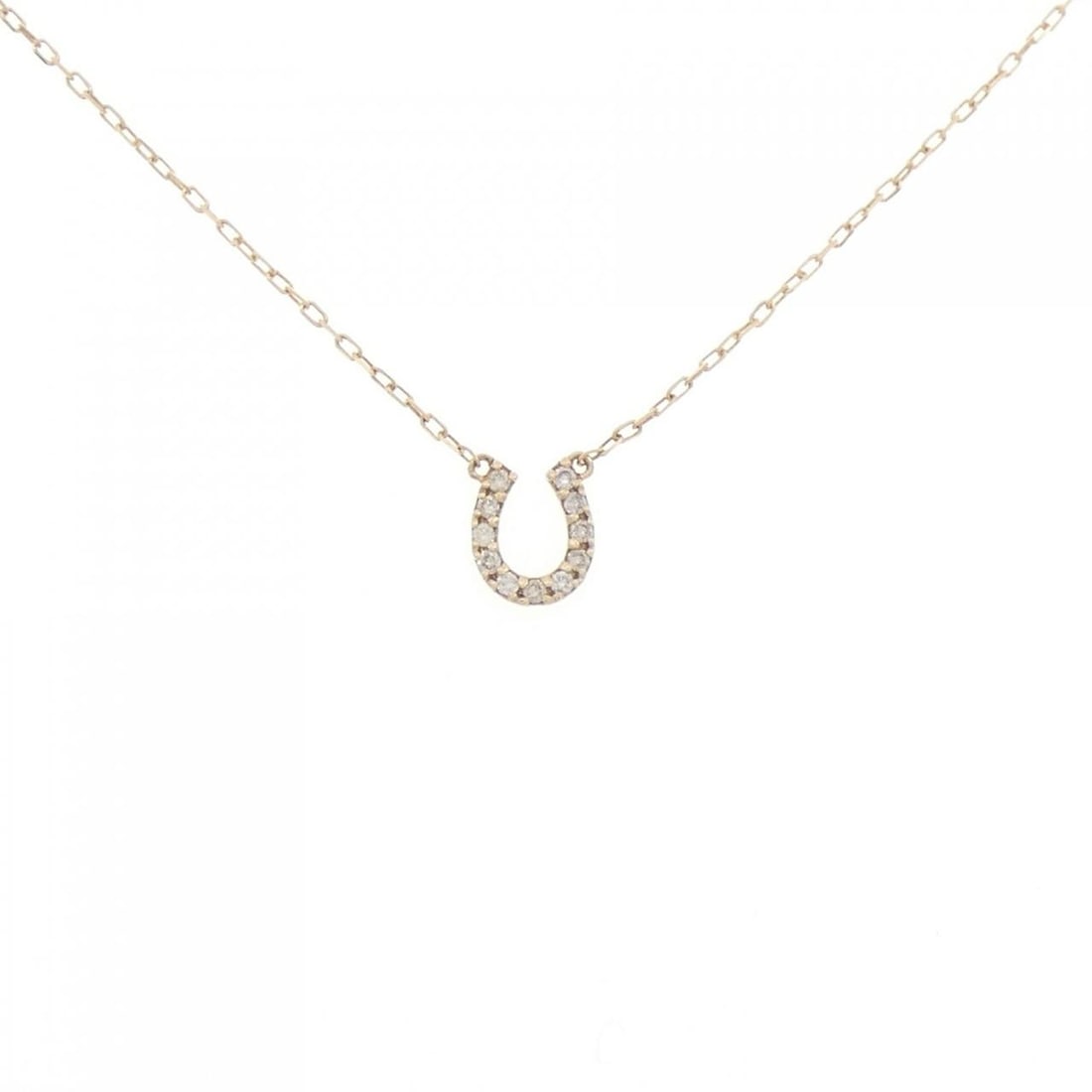Authentic K10YG Horse Shoe Diamond Necklace: Authentic K10YG Horse Shoe Diamond Necklace 0.06CT #260-007-189-4003 Condition: Pre-owned Brand: Unbranded Style: Necklace Material: K10 Yellow Gold Gender: Ladies' Size: 40cm Main Stone: