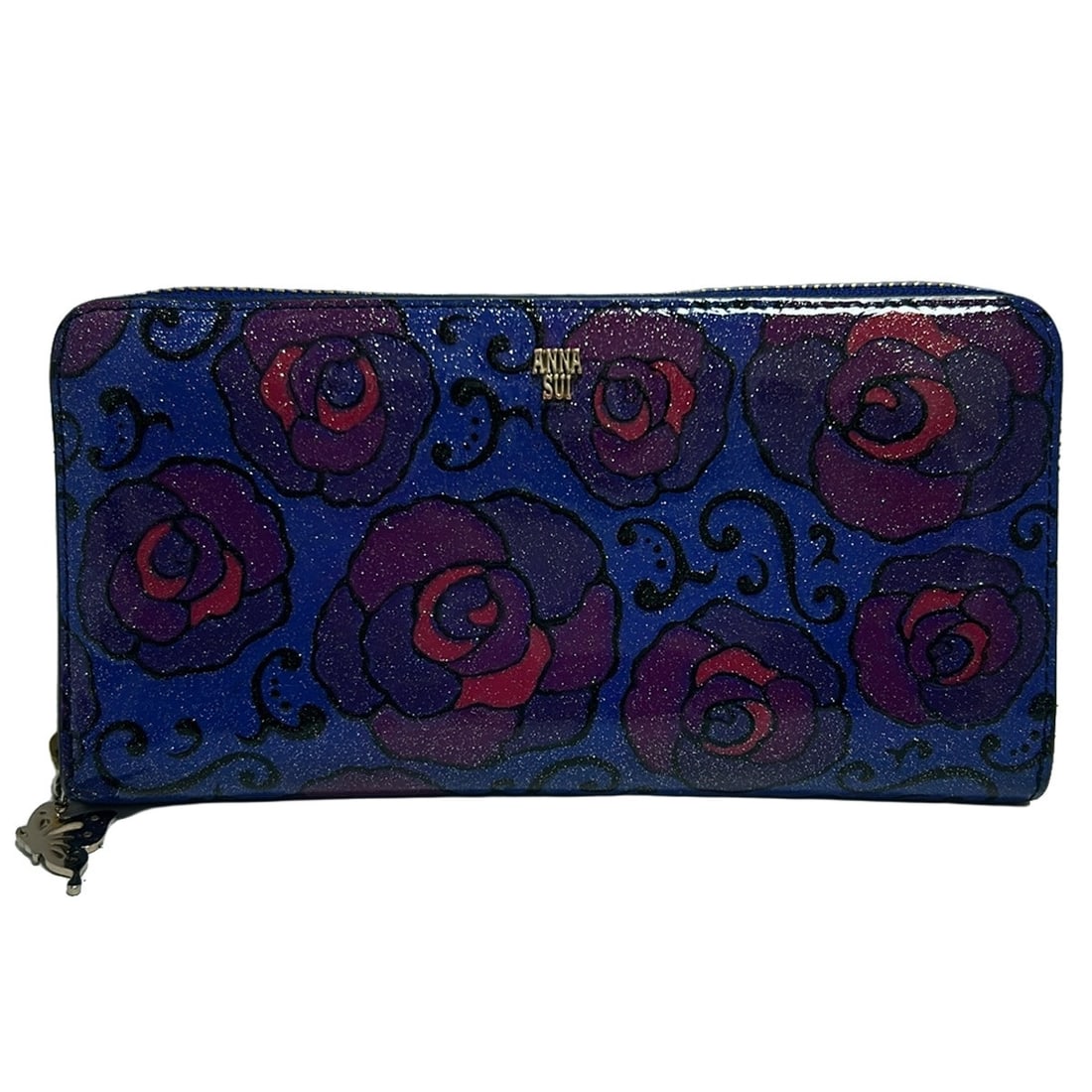 Auth ANNA SUI Magical Rose -: Auth ANNA SUI Magical Rose - Blue Purple Multi Patent Leather Long Wallet Condition: Pre-owned Brand: ANNA SUI Style: Long Wallet Color: Blue, Purple, Multi Material: Patent Leather Product Name: