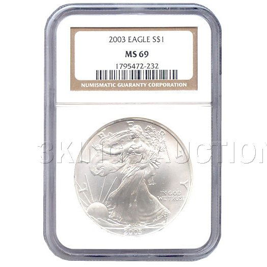 Certified Uncirculated Silver Eagle 2003 MS69: Certified Uncirculated Silver Eagle 2003 MS69