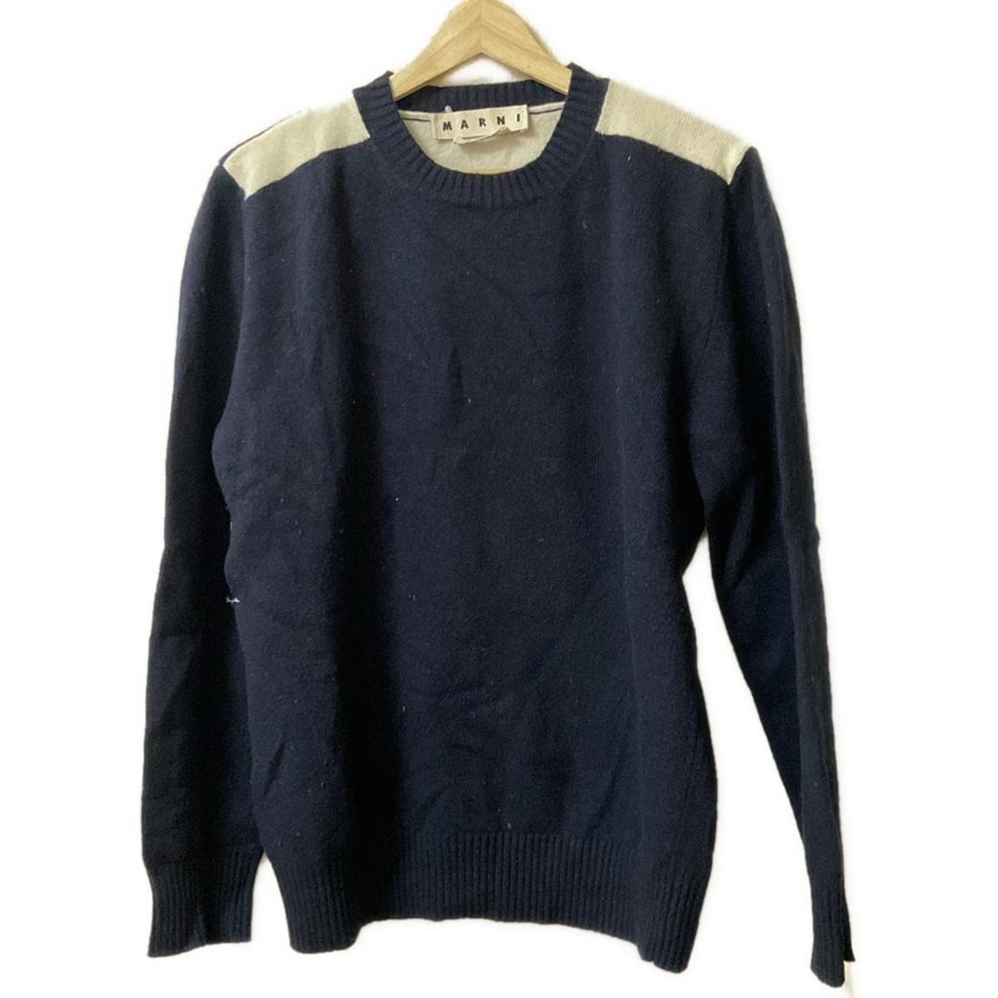 Auth MARNI - Dark Navy Cream: Auth MARNI - Dark Navy Cream Blue Mens Sweater Condition: Pre-owned - Good Brand: MARNI Style: Sweater Color: Dark Navy, Cream, Blue Material: Please see the photo of the quality tag ConditionRank