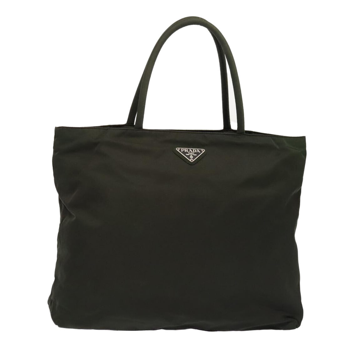 PRADA Hand Bag Nylon Green Silver: PRADA Hand Bag Nylon Green Silver Auth bs17514 Condition: Pre-owned Brand: PRADA Style: Hand Bag Material: Nylon Exterior Color: Green / Silver Size: See Description Bag Height: 11.0inch(