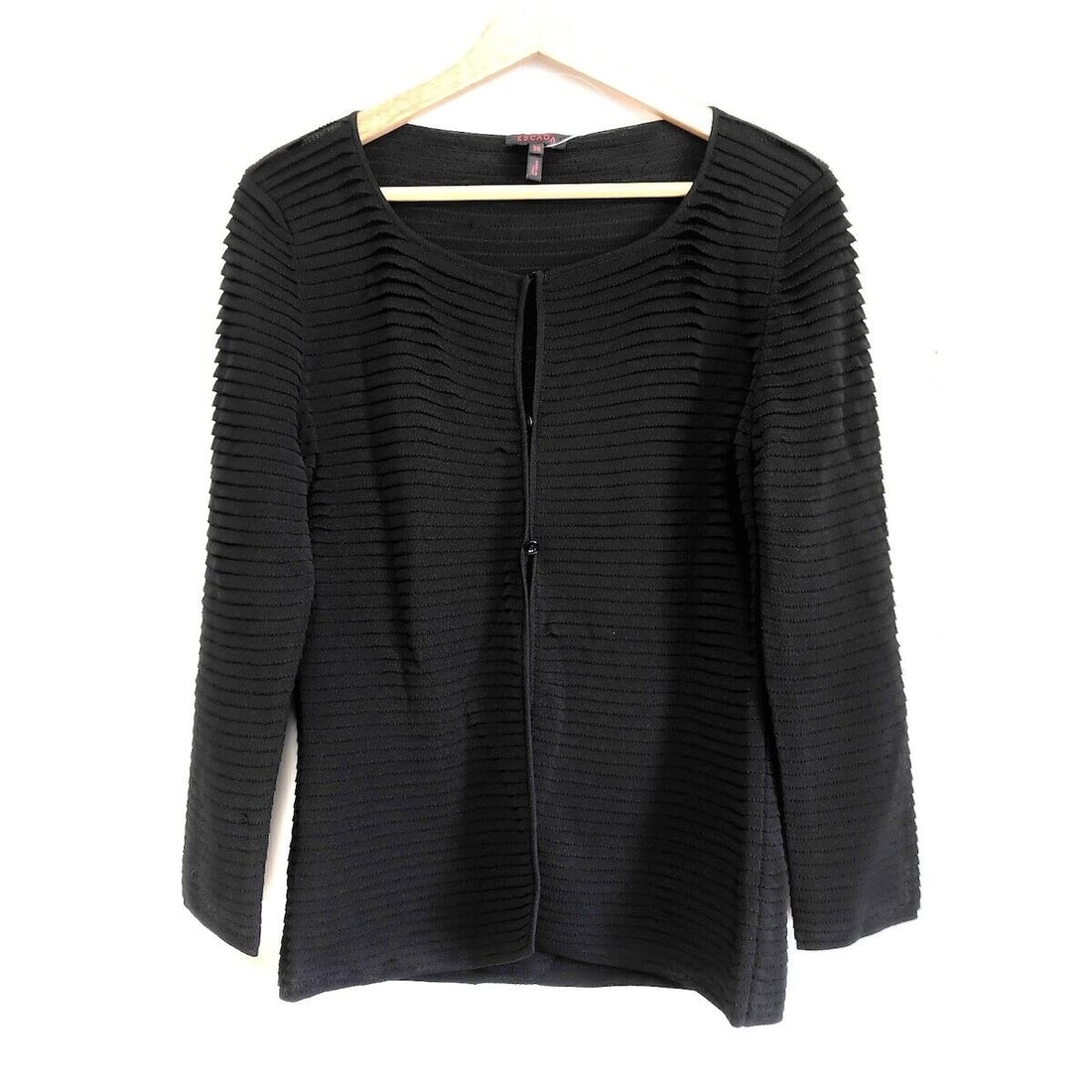 Auth ESCADA - Black Cardigan: Auth ESCADA - Black Cardigan Condition: Pre-owned Brand: ESCADA Style: Cardigan Color: Black Material: Please see the photo of the quality tag ConditionRank: 6 Department: Type