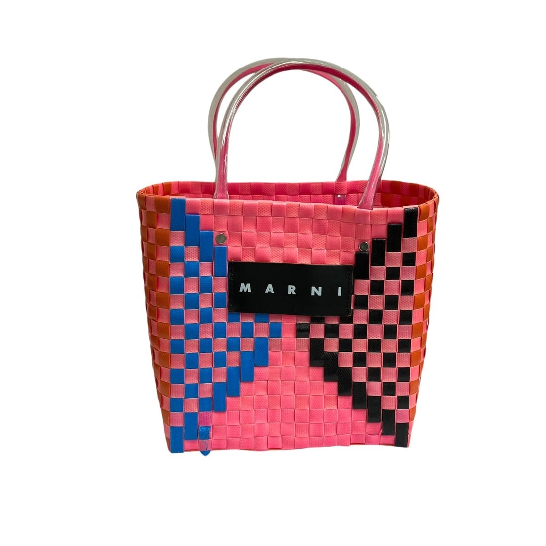 MARNI basket bag pink blue 200325: MARNI basket bag pink blue 200325 Condition: Pre-owned Brand: MARNI Country: Japan SN: MOR_0820 Department: NA Occasion: Travel Style: NA Material: NA Color: NA