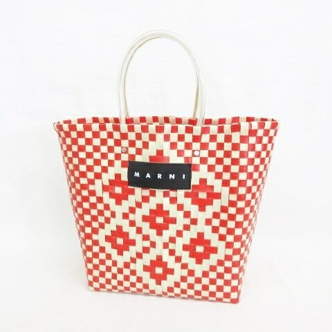 MARNI Picnic Bag Basket Bag Tote: MARNI Picnic Bag Basket Bag Tote Bag Big Size Multicolor Cream Beige Red Condition: Pre-owned Brand: MARNI Country: Japan SN: MOR_0820 Department: NA Occasion: Travel Style: NA M