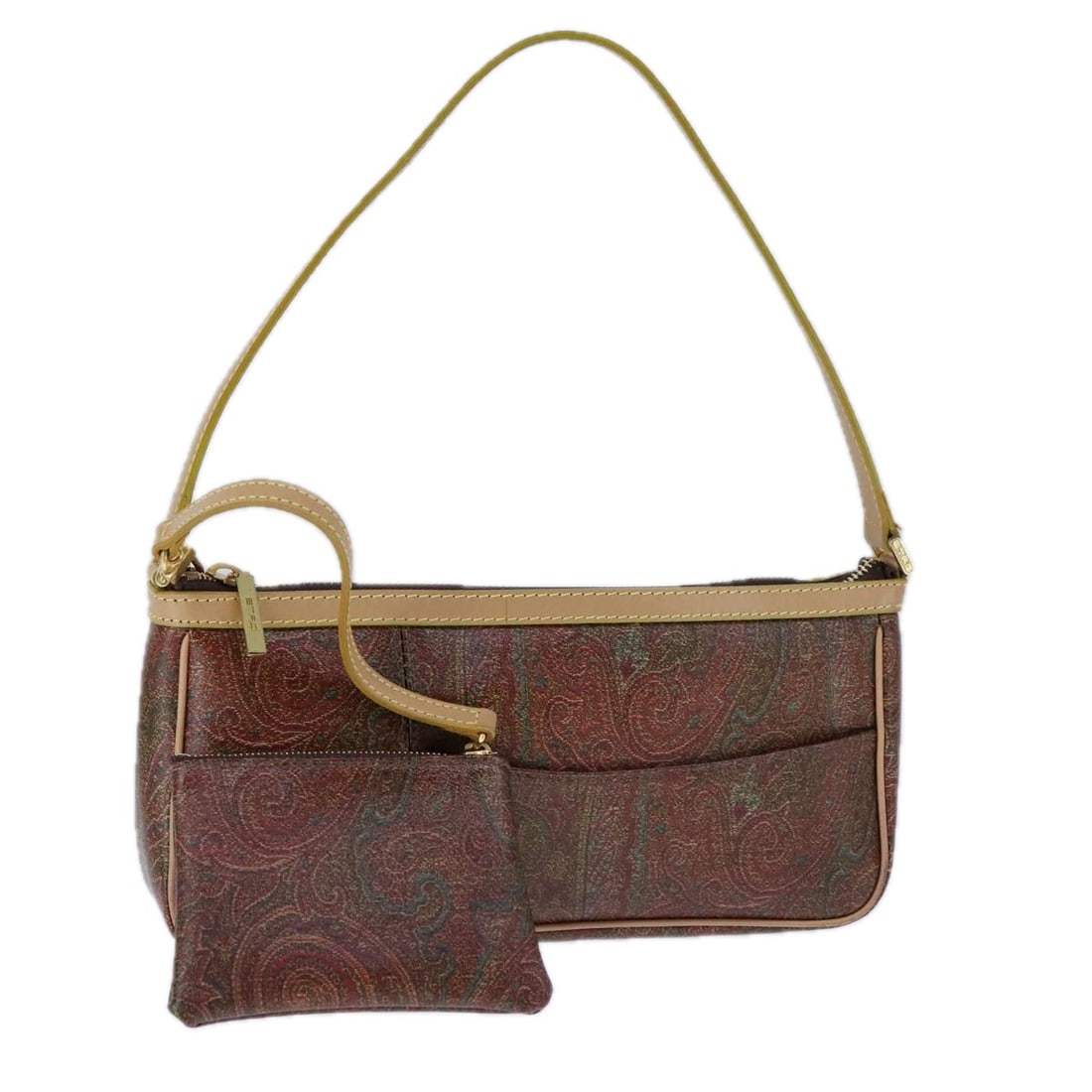 ETRO Paisley Shoulder Bag PVC Leather: ETRO Paisley Shoulder Bag PVC Leather Brown Gold Auth am7332 Condition: Pre-owned Brand: ETRO Style: Shoulder Bag Material: PVC Leather Exterior Color: Brown / Gold Size: See Description