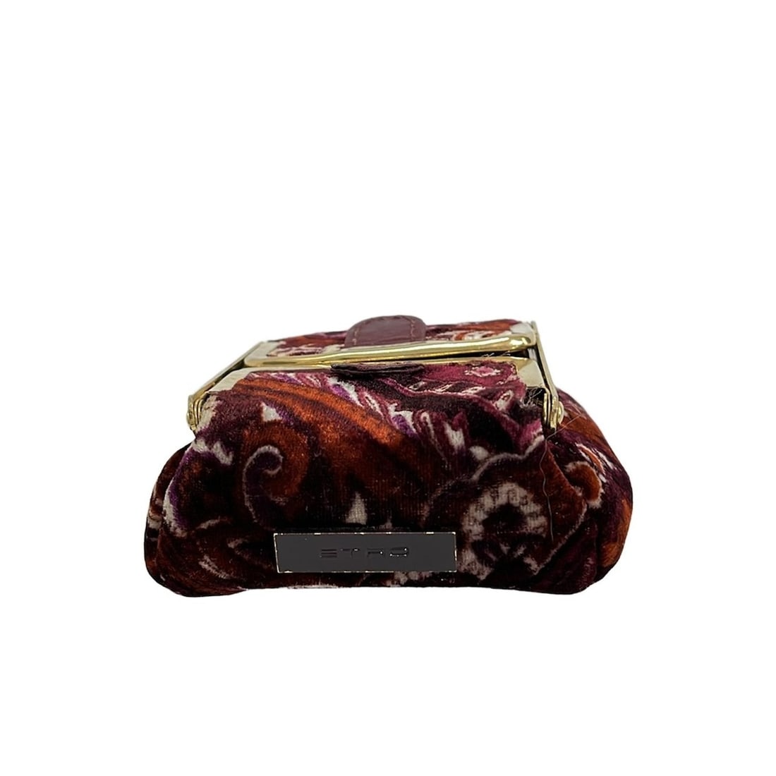 Auth ETRO - Bordeaux Gold Multi: Auth ETRO - Bordeaux Gold Multi Velour Hardware Pouch Condition: Pre-owned Brand: ETRO Style: Pouch Exterior Color: Bordeaux, Gold, Multi Exterior Material: Velour, Hardware ConditionRank: 6 <