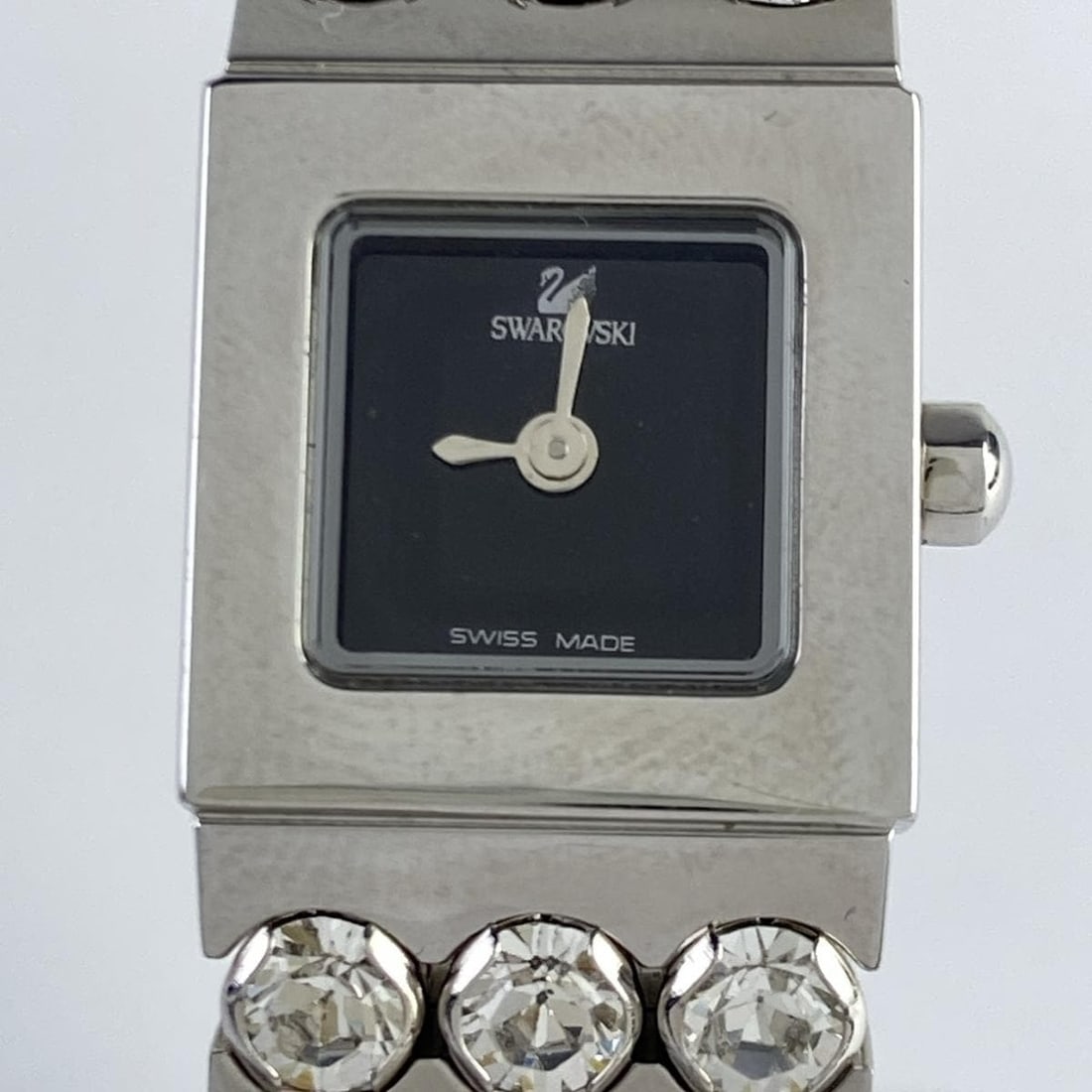 Auth SWAROVSKI - Silver Wrist Watch: Auth SWAROVSKI - Silver Wrist Watch Condition: Pre-owned Brand: SWAROVSKI Style: Wrist Watch Color: Silver, Silver, Silver Material: Swarovski Crystal Accessories: Box Case Instructions C