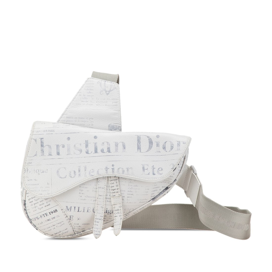 Authenticated Dior Daniel Arsham Newspaper Print: Authenticated Dior Daniel Arsham Newspaper Print Saddle Bag White Condition: Pre-owned Brand: Dior Features: This item does not come with inclusions. Serial Number: 06-BO-1119 Exterior Color: White <b