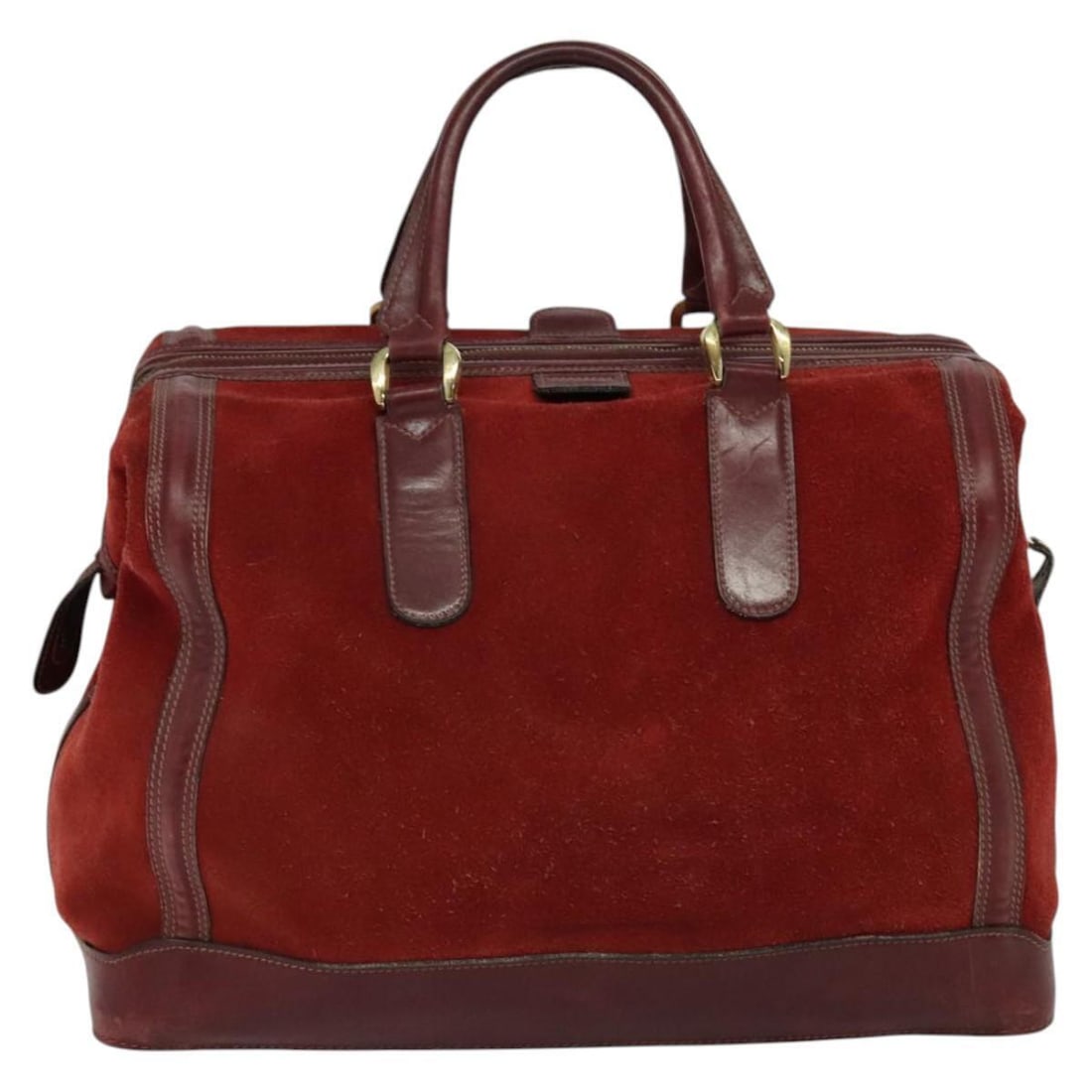GUCCI Boston Bag Leather Suede Red: GUCCI Boston Bag Leather Suede Red Brown gold Auth BA673 Condition: Pre-owned Brand: GUCCI Style: Boston Bag Material: Leather Exterior Color: Red / Brown / gold Size: See Description Bag