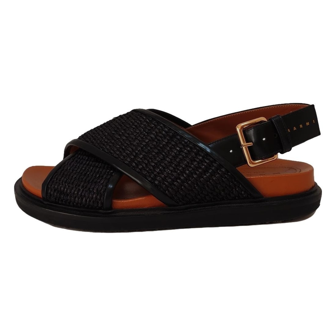 Auth MARNI - Black Straw Leather: Auth MARNI - Black Straw Leather Womens Sandals Condition: Pre-owned Brand: MARNI Style: Sandals Color: Black Upper Material: Straw, Leather ConditionRank: 6 Department: Womens T