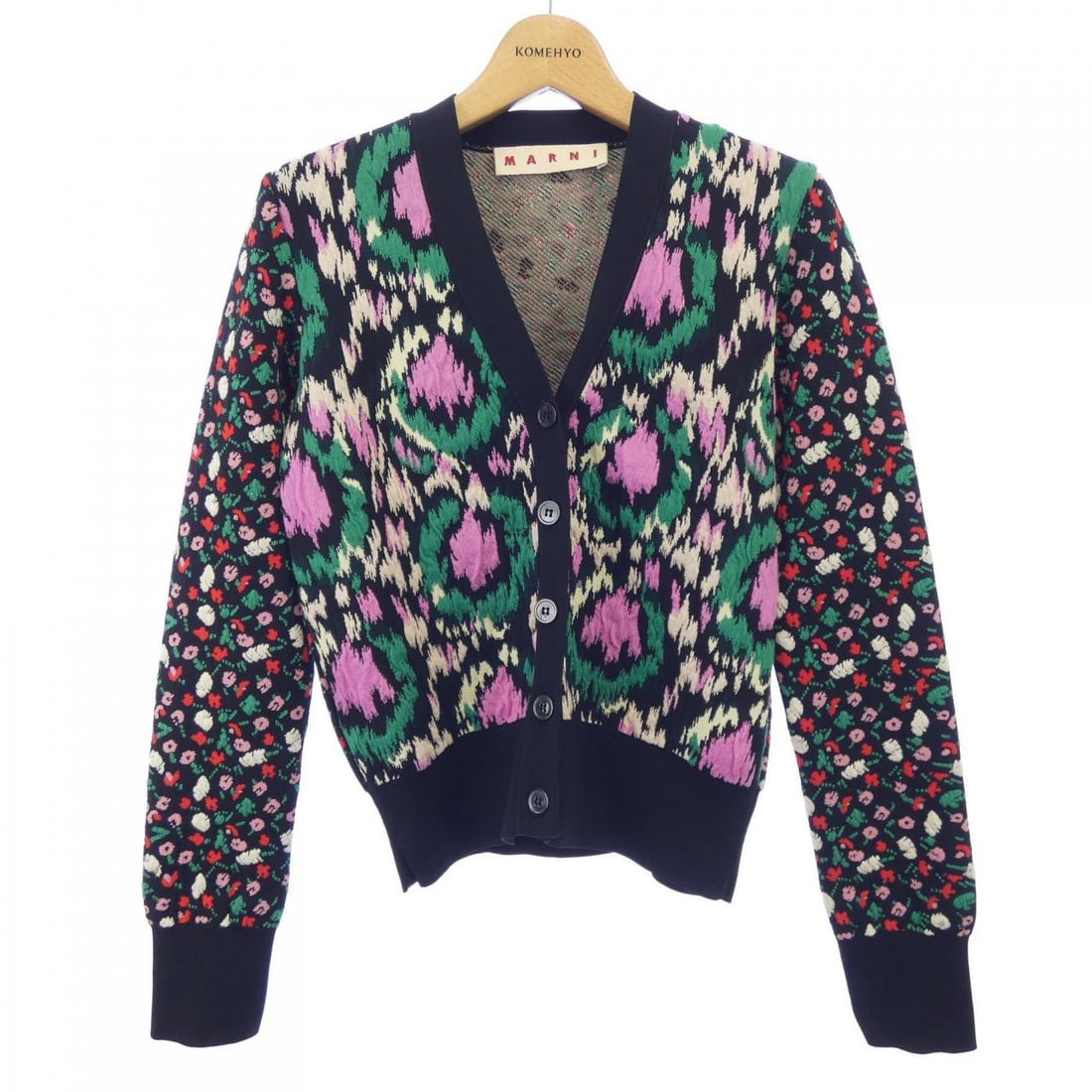Authentic Marni MARNI Cardigan #241-003-775-5374: Authentic Marni MARNI Cardigan #241-003-775-5374 Condition: Pre-owned Brand: Marni Style: TOPS Color: Black Green Pink Material: See Image Gender: Ladies Size: 38 Size Type: Regu