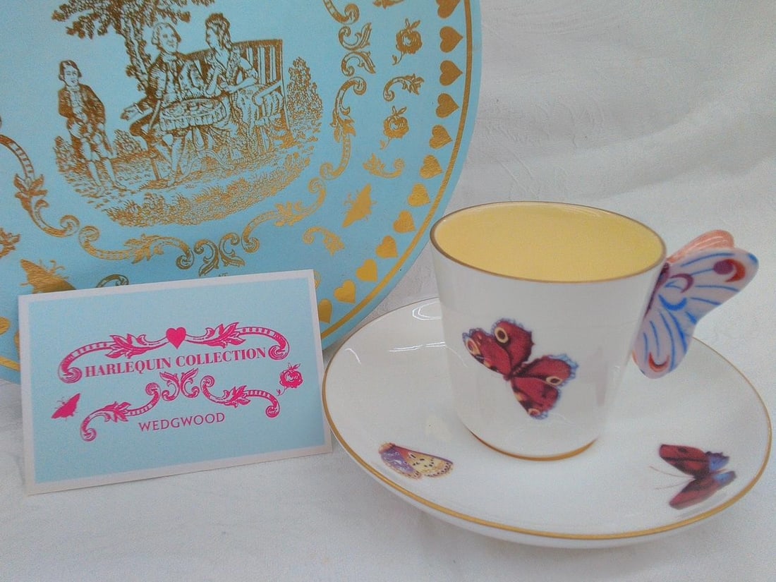 WEDGWOOD Model number: Harlequin Butterfly Cup: WEDGWOOD Model number: Harlequin Butterfly Cup & Condition: Used Brand: WEDGWOOD Country: Japan SN: MOR_0820 Type: Cup & Saucer Color: multicolor Pattern: NA Original/Reproductio
