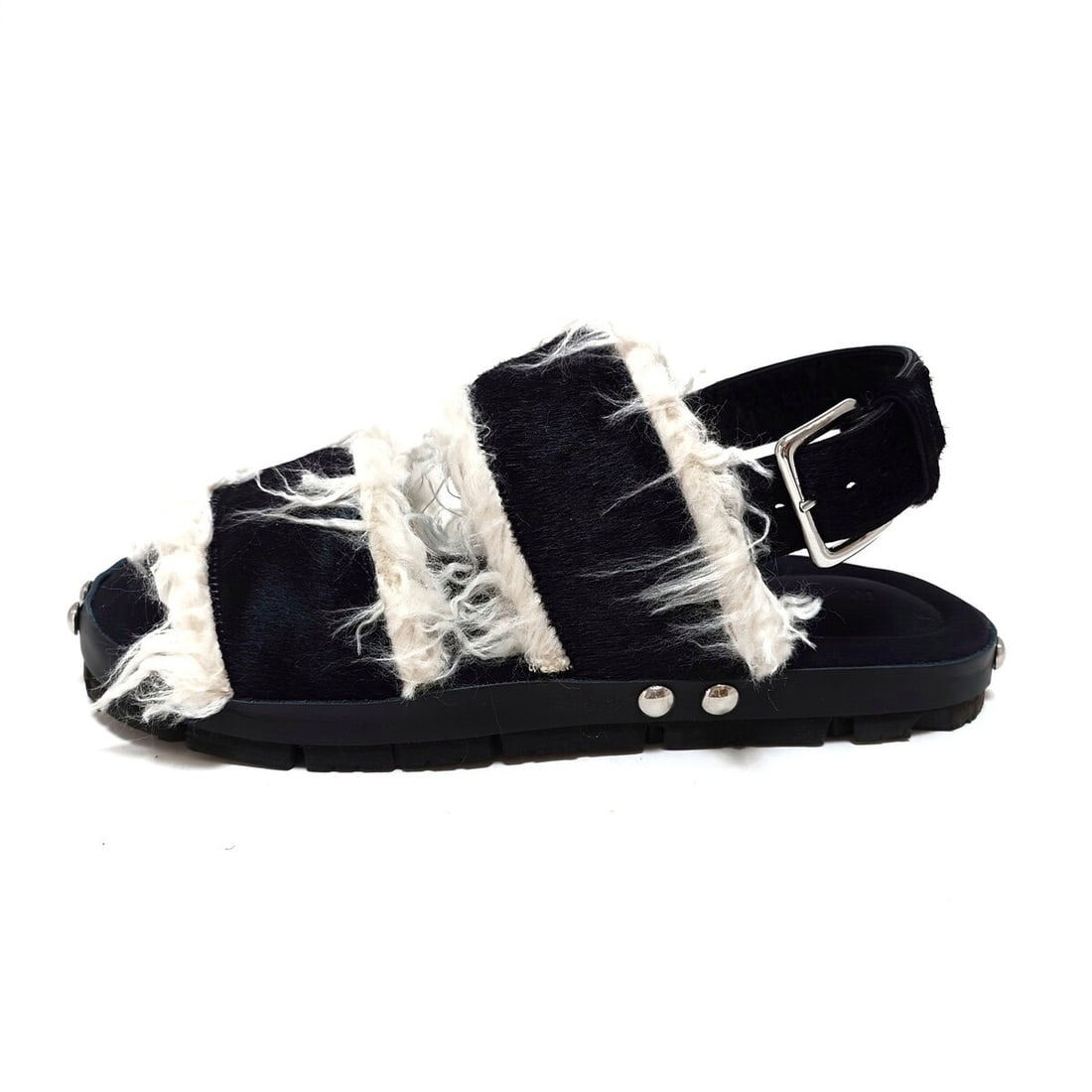 Auth MARNI - Black Cream Unborn: Auth MARNI - Black Cream Unborn Calf Fake Fur Womens Sandals Condition: Pre-owned Brand: MARNI Style: Sandals Color: Black, Cream Upper Material: Unborn Calf, Fake Fur Accessories: Box Dust Bag <b