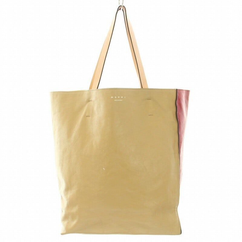 MARNI 20SS MUSEO SOFT Tote Bag: MARNI 20SS MUSEO SOFT Tote Bag Tumbled Calfskin Logo Print Beige Red YT Condition: Pre-owned Brand: MARNI Country: Japan SN: MOR_0820 Department: NA Occasion: Travel Style: NA Ma