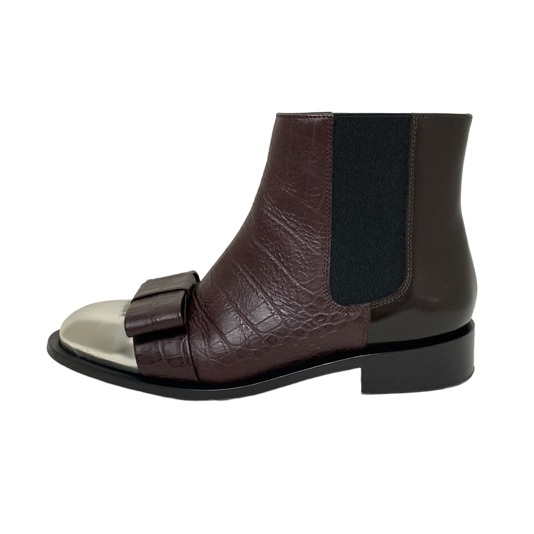 Auth MARNI - Bordeaux Dark Brown: Auth MARNI - Bordeaux Dark Brown Silver Leather Womens Boots Condition: Pre-owned Brand: MARNI Style: Boots Color: Bordeaux, Dark Brown, Silver Upper Material: Leather ConditionRank: 6 De