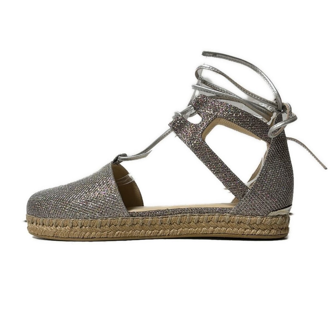 Auth STUART WEITZMAN - Silver Beige: Auth STUART WEITZMAN - Silver Beige Chemical Fiber Leather Hemp Womens Sandals Condition: Pre-owned Brand: STUART WEITZMAN Style: Sandals Color: Silver, Beige Upper Material: Chemical Fiber, Leather,