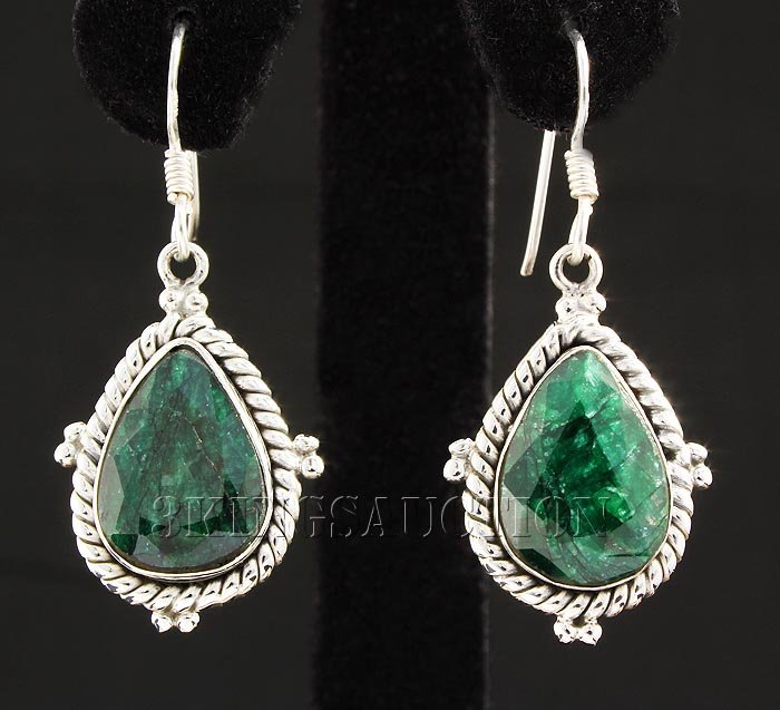 EMERALD BERYL 40.03CTW SILVER HOOK EARRING: EMERALD BERYL 40.03CTW SILVER HOOK EARRING **|**|** 15.30X11.29MM PEAR SHAPE EMERALD BERYL SILVER HOOK EARRING ; MSRP: $400