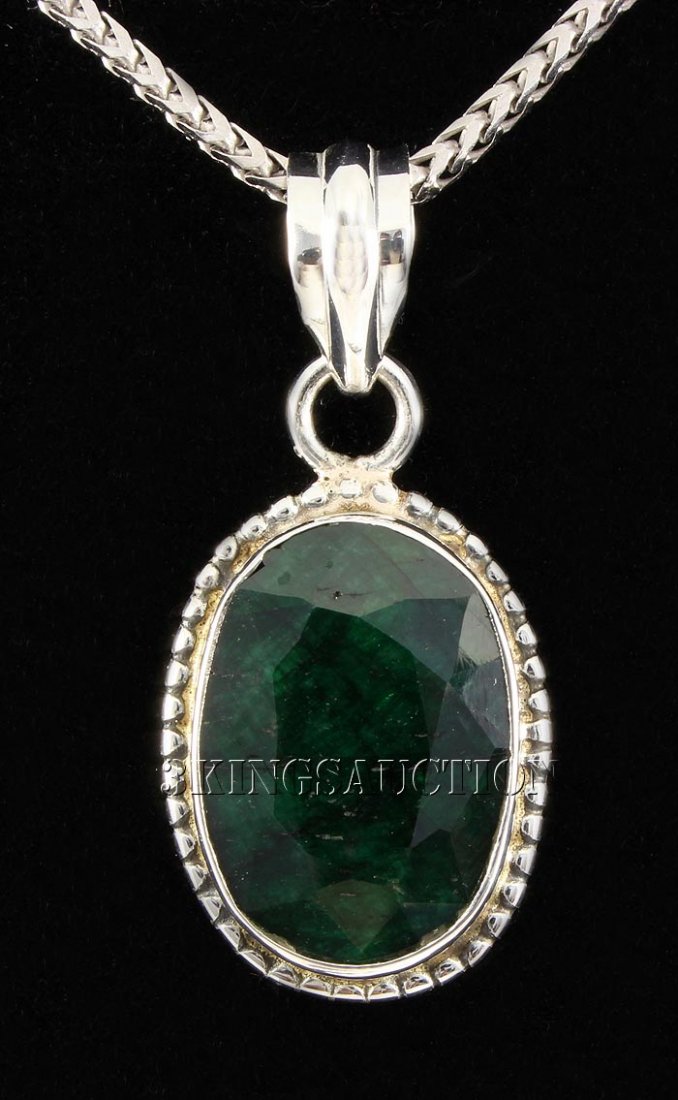 EMERALD BERYL 24.58CTW STERLING SILVER PENDANT: EMERALD BERYL 24.58CTW STERLING SILVER PENDANT **|**|** 18X13MM OVAL SHAPE EMERALD BERYL STERLING SILVER PENDANT ; MSRP: $300