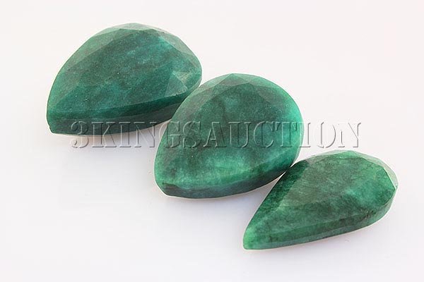 164.57ctw Faceted Loose Emerald Beryl Gemstone Lot of 3: 164.57ctw Faceted Loose Emerald Beryl Gemstone Lot of 3 **|**|** Mix Sizes Pear Shape Faceted Emerald Beryl Loose Gemstone ; MSRP: $1300