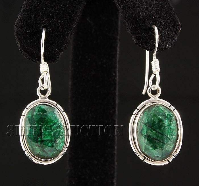 EMERALD BERYL 25.57CTW SILVER HOOK EARRING: EMERALD BERYL 25.57CTW SILVER HOOK EARRING **|**|** 13X10MM OVAL SHAPE EMERALD BERYL BEZEL TYPE SILVER HOOK EARRING ; MSRP: $300