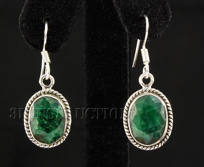 EMERALD BERYL 30.03CTW SILVER HOOK EARRING: EMERALD BERYL 30.03CTW SILVER HOOK EARRING **|**|** 13X10MM OVAL SHAPE EMERALD BERYL STERLING SILVER HOOK EARRING ; MSRP: $300