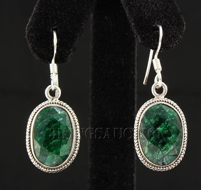 EMERALD BERYL 39.27CTW SILVER HOOK EARRING: EMERALD BERYL 39.27CTW SILVER HOOK EARRING **|**|** 16X11MM OVAL SHAPE EMERALD BERYL STERLING SILVER HOOK EARRING ; MSRP: $400