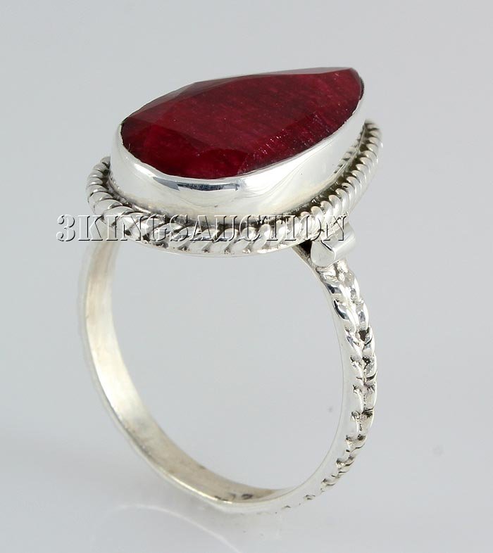 RUBY CORRUNDUM 23.50CTW STERLING SILVER RING: RUBY CORRUNDUM 23.50CTW STERLING SILVER RING **|**|** 18.71X10.37MM PEAR SHAPE RUBY CORRUNDUM STERLING SILVER RING; SIZE 8 ; MSRP: $300