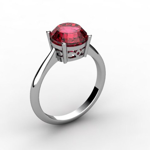 Garnet 2.50 ctw Ring 14kt White Gold: Garnet 2.50 ctw Ring 14kt White Gold **|**|** Mainstone: Garnet ; CTW: 2.50 ; Shape: Round ; Gem Size: 8mm ; Metal / Purity: 14kt White Gold ; MSRP: $500