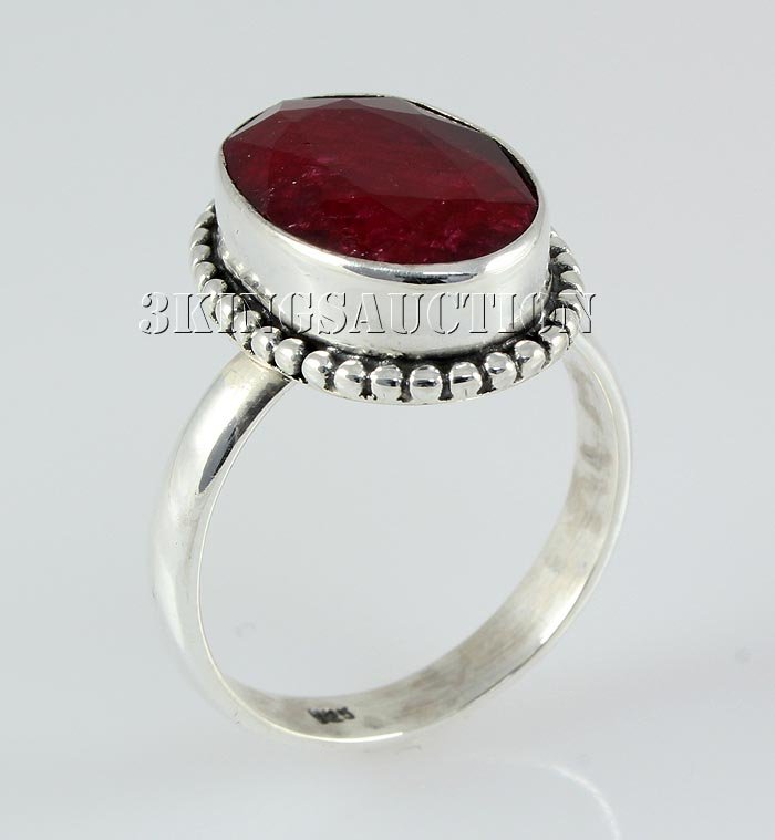 RUBY CORRUNDUM 25.83CTW STERLING SILVER RING: RUBY CORRUNDUM 25.83CTW STERLING SILVER RING **|**|** 15.48X10.89MM OVAL SHAPE RUBY CORRUNDUM ANTIQUE DESIGN SILVER RING; SIZE 7 ; MSRP: $300