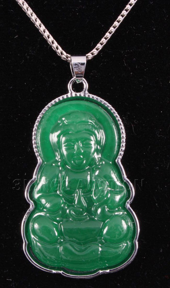 40.92CTW JADE BUDDHA SILVER PLATED <a hre<="" p=: 40.92CTW JADE BUDDHA SILVER PLATED PENDANT **|**|** 18K SILVER PLATED JADE BUDDHA PENDANT MEASURING 1.78X1.13 INCHES ; MSRP: $300
