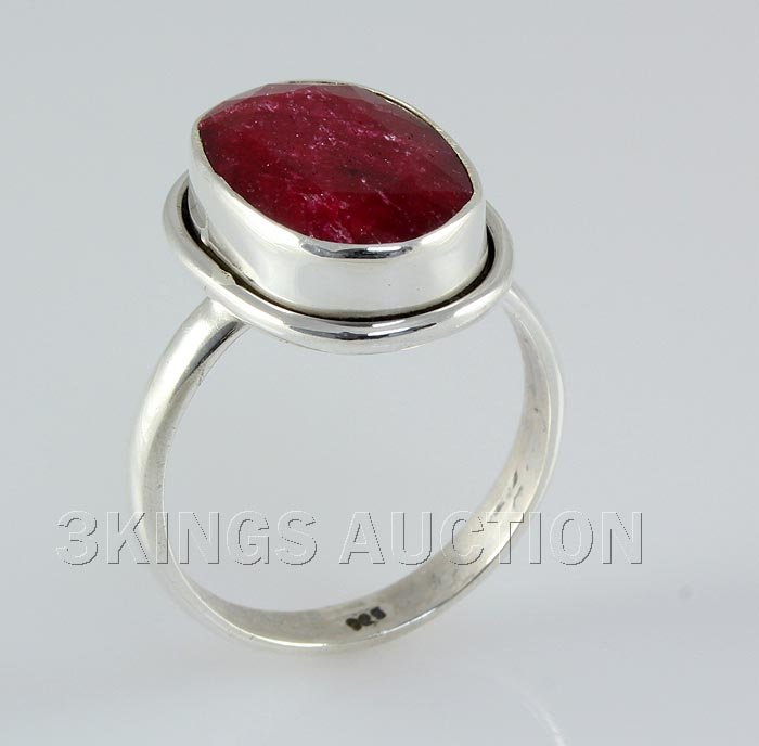 RUBY CORRUNDUM 30.12CTW STERLING SILVER RING: RUBY CORRUNDUM 30.12CTW STERLING SILVER RING **|**|** 17X11MM OVAL SHAPE RUBY CORRUNDUM BEZEL TYPE SILVER RING; SIZE 8.5 ; MSRP: $300