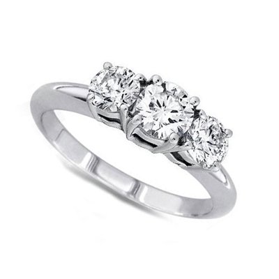 3.00 ctw Round cut Three Stone Diamond Ring, G-H, SI2: 3.00 ctw Round cut Three Stone Diamond Ring, G-H, SI2 **|**|** Diamond count: 1 ROUND CUT Diamond weight: 1.2ctw Diamond color: G-H Diamond clarity: SI2 Metal: 14K White Gold Ring size: 6.5 Availabili