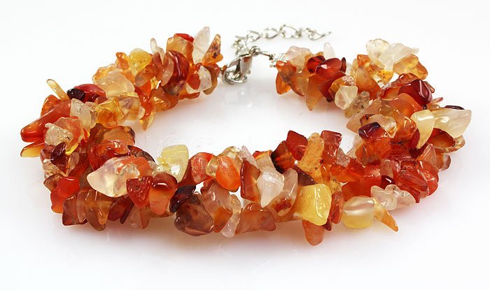 196.20CTW 7in. CARNELIAN CHIPPED STONE BRACELET METAL L: 196.20CTW 7in. CARNELIAN CHIPPED STONE BRACELET METAL LOCK **|**|** MSRP: $300