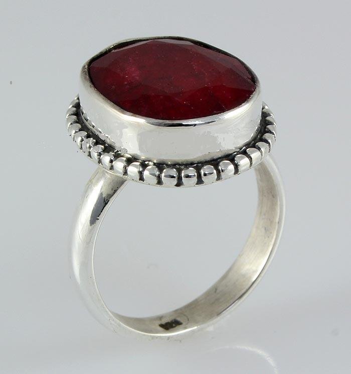 RUBY CORRUNDUM 29.70CTW STERLING SILVER RING: RUBY CORRUNDUM 29.70CTW STERLING SILVER RING **|**|** 15.69X12.01MM OVAL SHAPE RUBY CORRUNDUM ANTIQUE DESIGN SILVER RING; SIZE 5.5 ; MSRP: $400