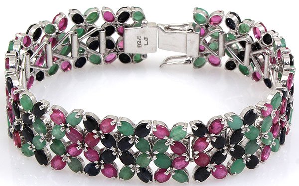 Ruby, Emerald & Sapphire Sterling Silver 92.5 36 Grams: Ruby, Emerald & Sapphire Sterling Silver 92.5 36 Grams 7.5 in. **|**|** Ruby, Emerald & Sapphire Sterling Silver 92.5 36 Grams ; MSRP: $600