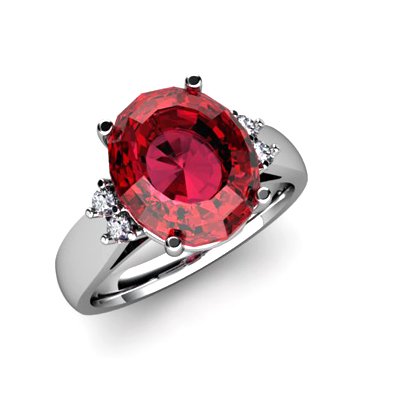 Garnet 5.00 ctw & Diamond Ring 14kt White Gold: Garnet 5.00 ctw & Diamond Ring 14kt White Gold **|**|** Mainstone: Garnet ; Total CTW: 5.00 ; Shape: Oval ; Gem Size: 12x10mm ; Metal / Purity: 14kt White Gold ; MSRP: $1500