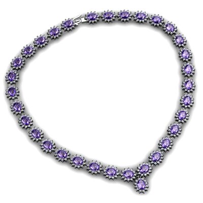 Tanzanite 52.20 ctw Diamond Necklace 14kt White Gold