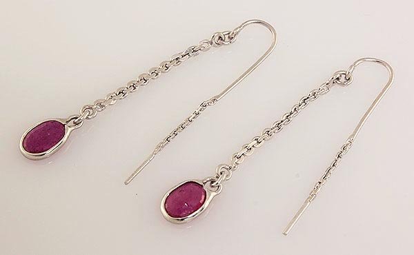 Sterling Silver Drop Dangle 9.10ctw Ruby Earring