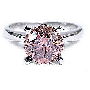 1.0 carat Solitaire Round Pink Diamond Ring 6.5mm RS 6.: 1.0 carat Solitaire Round Pink Diamond Ring 6.5mm RS 6.5 Color Enhanced **|**|** 1.0 carat Solitaire Round Pink Diamond Ring 6.5mm RS 6.5, 2 grm Color Enhanced ; MSRP: $6300