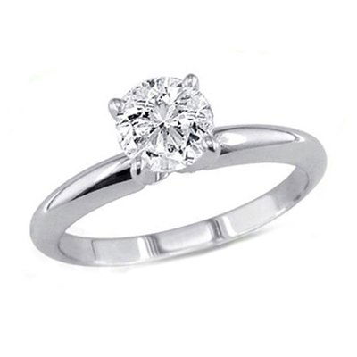 0.90 ct Round cut Diamond Solitaire Ring, G-H, SI2: 0.90 ct Round cut Diamond Solitaire Ring, G-H, SI2 **|**|** Diamond count: 1 ROUND CUT Diamond weight: 0.9ctw Diamond color: G-H Diamond clarity: SI2 Metal: 14K White Gold Ring size: 6.5 Availability: